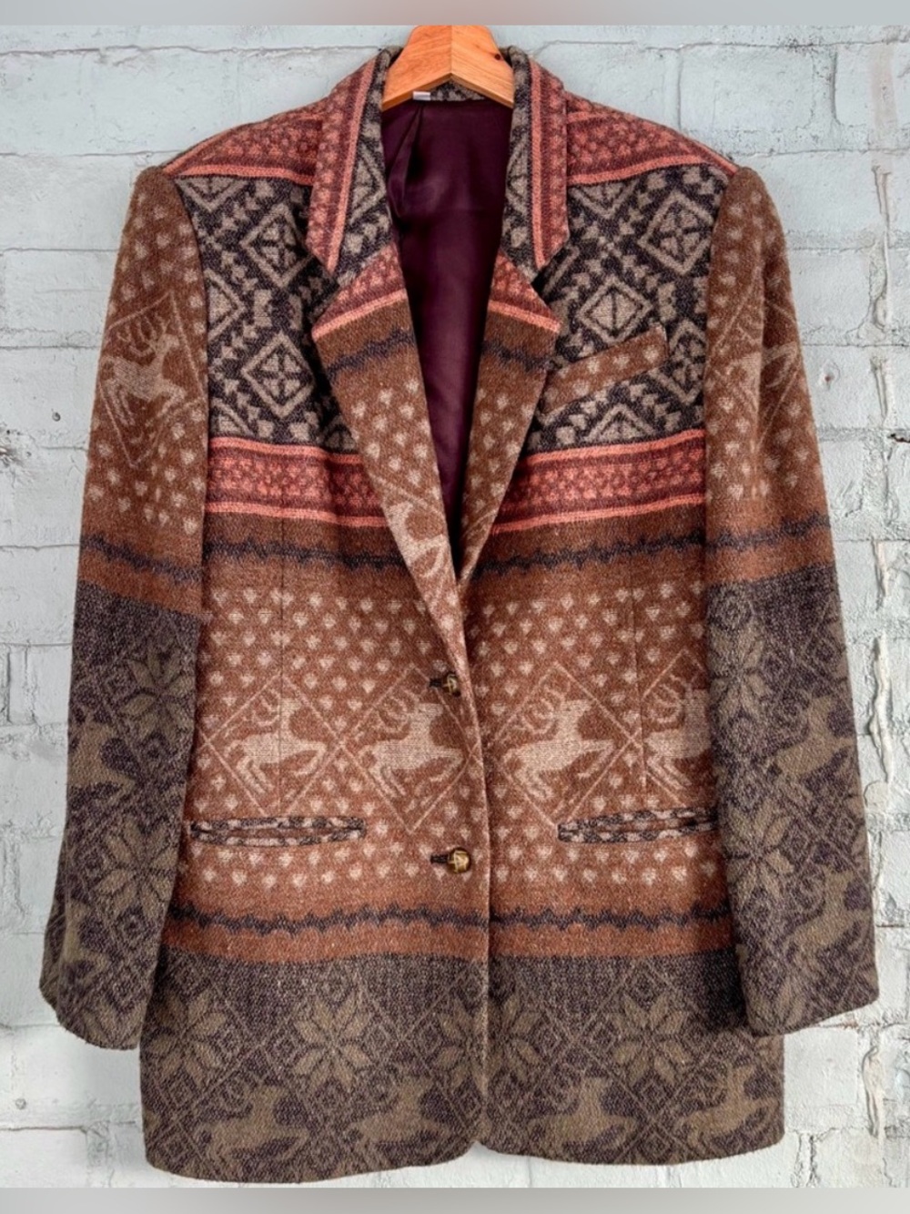 Vintage 90s Boho Southwestern Patterned Blazer